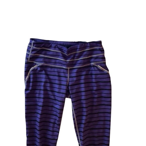 Athleta Purple Striped Ruched Reflective Yoga Gym Legging Jogger Womens Size S - Picture 3 of 10